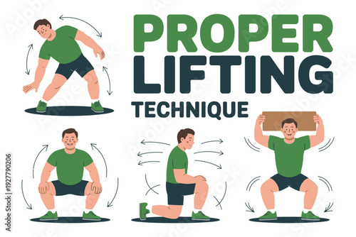 Proper lifting technique illustration for safe exercise and workout routines