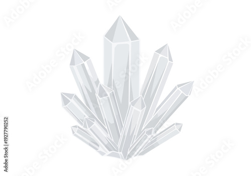 A cluster of sharp crystal formations arranged in a radial pattern from a front viewpoint