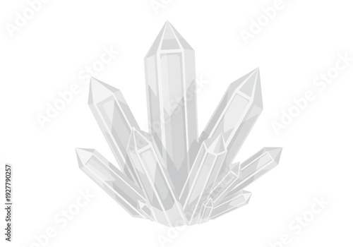 Cluster of clear crystals forming a geometric pattern viewed from a slightly elevated angle