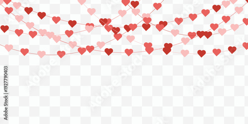 Colorful pink and red heart garland for Valentine's Day decoration EPS 