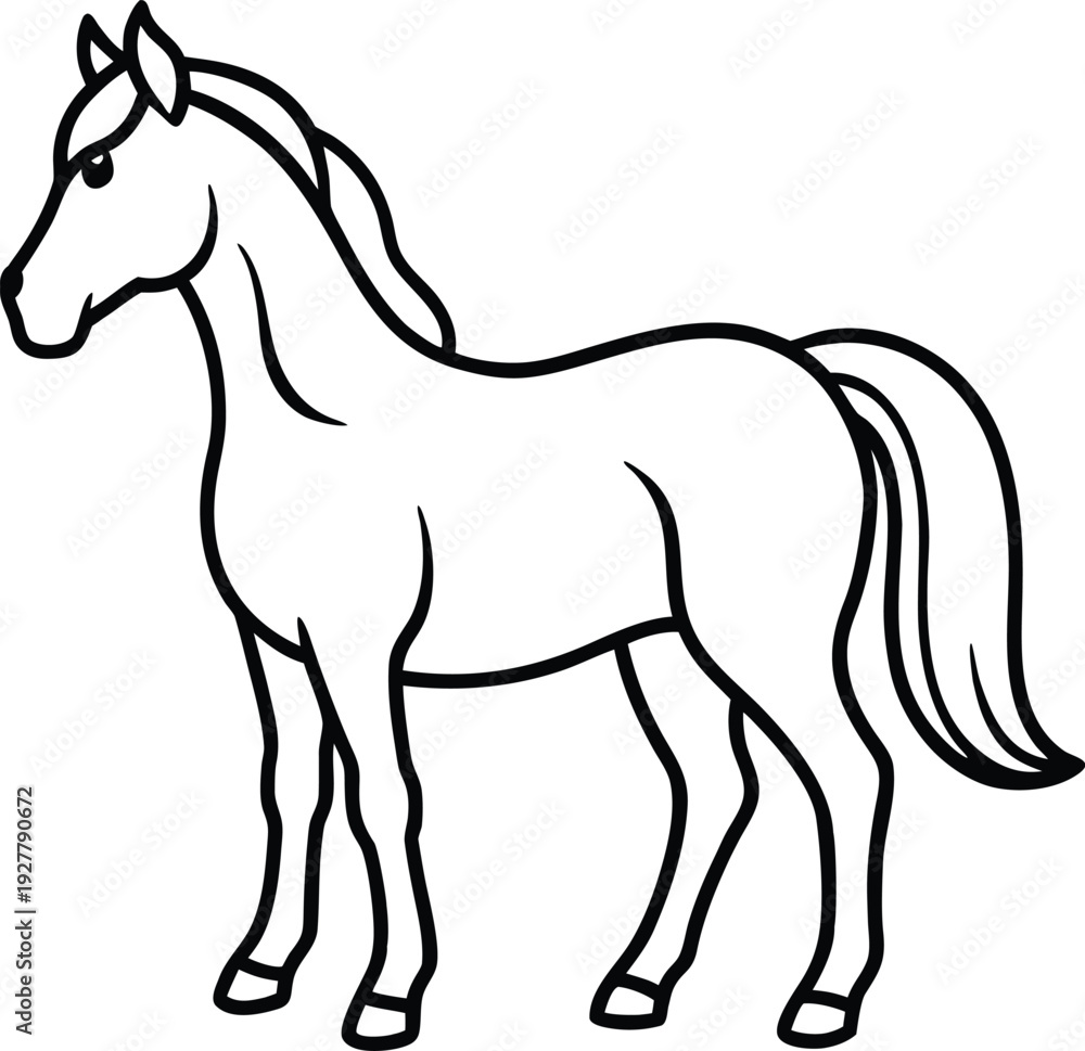 Obraz premium Horse Outline Icon PNG Transparent Background Farm Animal Line Symbol