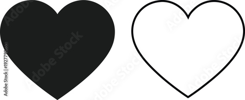 Heart Icon PNG Set Transparent Background Love Symbol Solid and Outline