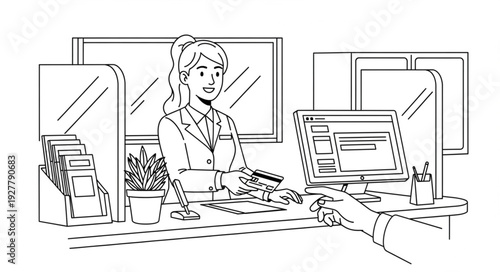 Woman Working on Computer at Desk.