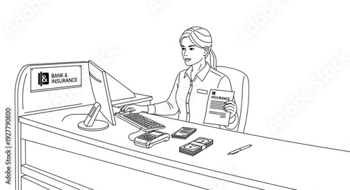 Woman Working on Computer at Desk.