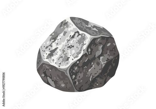 A detailed illustration of a rock or stone from a close-up viewpoint showcasing its texture and geological features