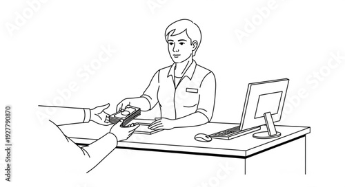Woman Working on Computer at Desk.