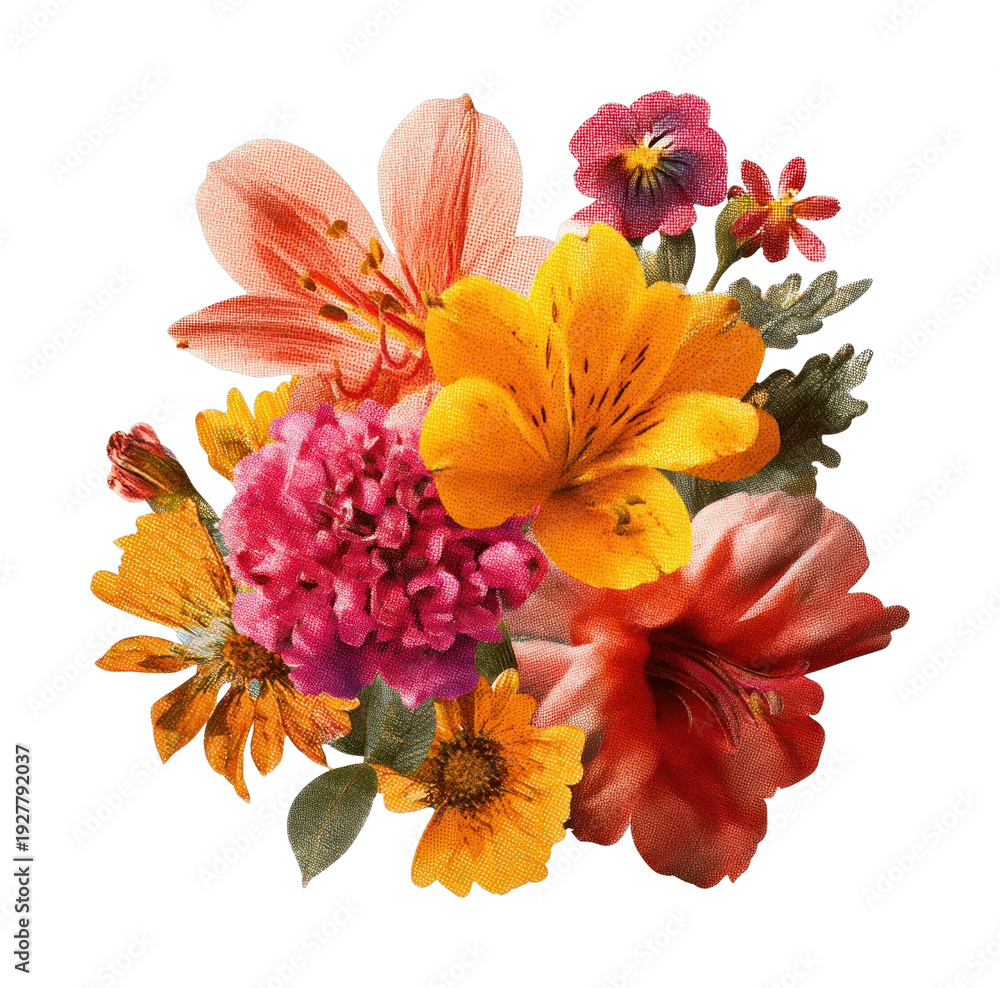 Obraz premium PNG Vibrant floral bouquet illustration.