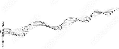 Flowing Dot Wave halftone gradient pattern on transparent background
