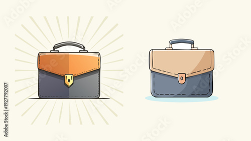 Two stylized briefcases in a cartoon illustration, perfect for business or travel concepts