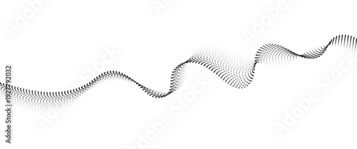 Flowing Dot Wave halftone gradient pattern on transparent background
