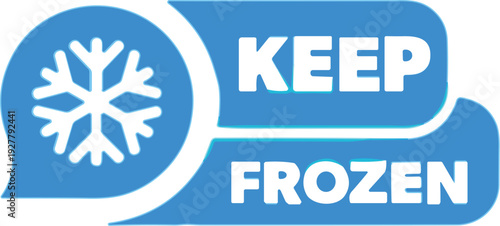 Keep Frozen Label with Snowflake Icon Blue Vector Sticker for Food Packaging, Cold Storage, Refrigeration, Shipping, Logistics and Temperature Control Notice