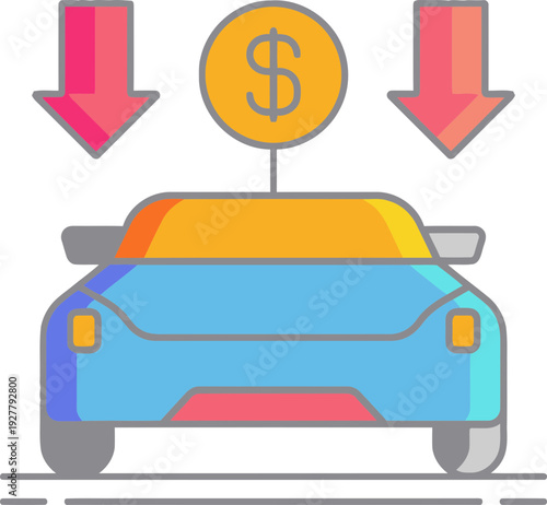 Car with Dollar Sign Above.