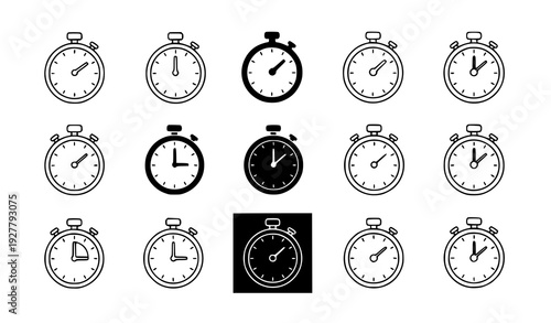 Countdown Timer and Stopwatch Symbols Vector Illustration