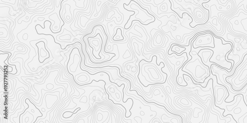 Abstract Topographic Contour Lines Seamless Pattern with Geographic Mountain Relief and Minimal Line Grid Background Vector Illustration