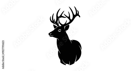 Black Silhouette of Deer Head.