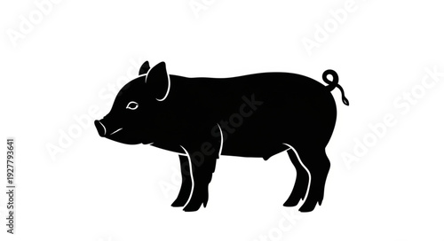 Black Silhouette of a Pig.