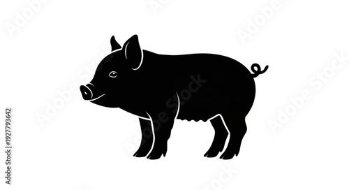 Black Silhouette of a Pig.
