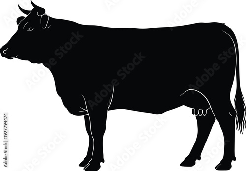 Cow Silhouette Black Farm Animal Vector Illustration