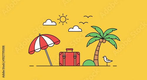 Relaxing Beach Scene with Umbrella