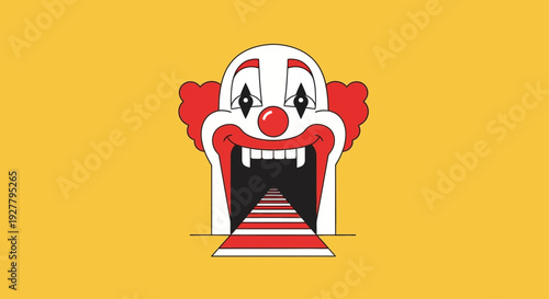 Clown's Face Invites Viewers Down Stairs