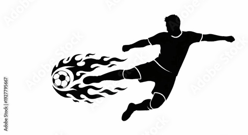 Vibrant illustration of a football athlete in mid-air, executing a fiery kick that symbolizes explosive speed and passion for sport
