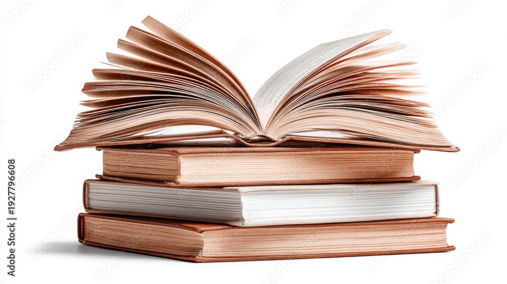 Fototapeta premium Stack of open and closed books, symbolizing knowledge and learning