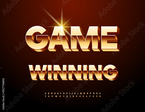 Vector Chic sign Game Winning. Luxury Golden 3D Font. Elite set of Premium Alphabet Letters and Numbers