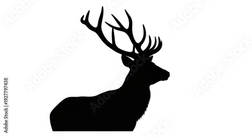 Black Silhouette of Deer with Antlers.