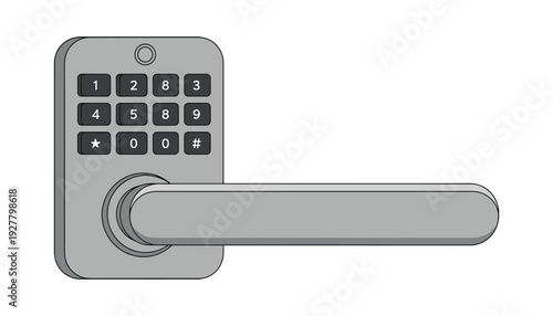 Modern electronic door lock with keypad and handle