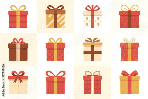 A collection of beautifully wrapped gifts in various colors and patterns.