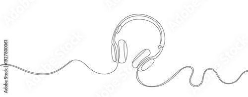 A simple line drawing of headphones on a white background