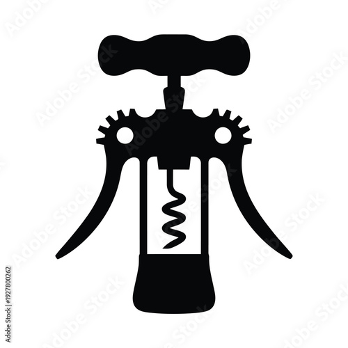 Classic wine corkscrew opener icon vector illustration