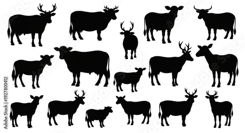 Collection of Deer Silhouettes.