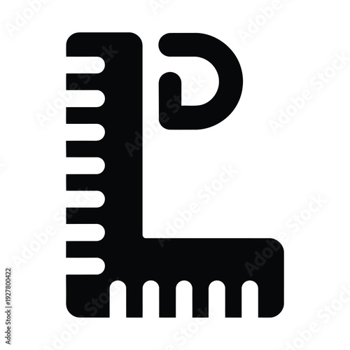 Vector of a right-angle ruler with measurement markings