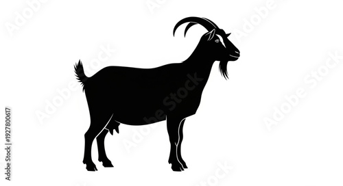 Black Silhouette of Standing Goat.
