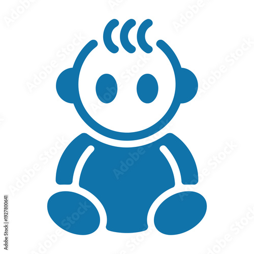 Blue vector of a cute baby with a tuft of hair