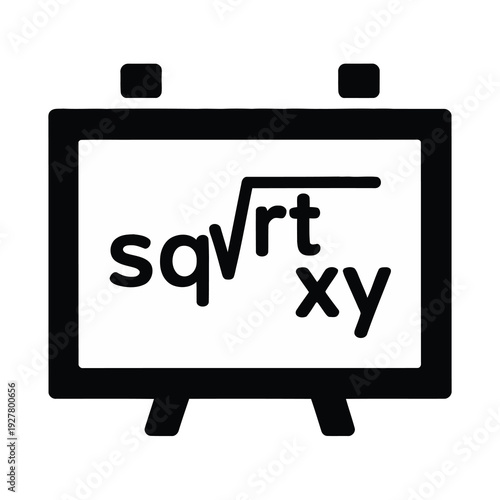 Vector of a blackboard displaying the mathematical expression square root of x squared plus y squared