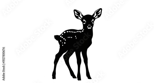 Black Silhouette of Young Deer.