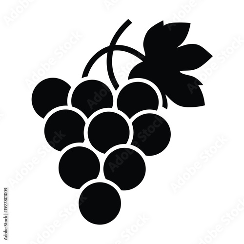 Vector of a detailed grape cluster with leaves