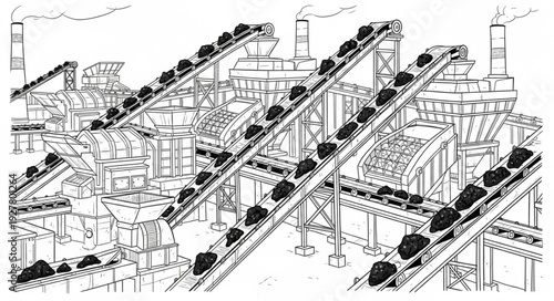 Cityscape Aerial View Black White.