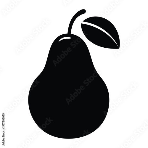 Vector of a single ripe pear with a stem and leaf attached