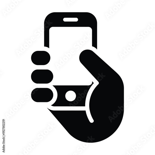 Vector of a hand holding a smartphone with a credit card