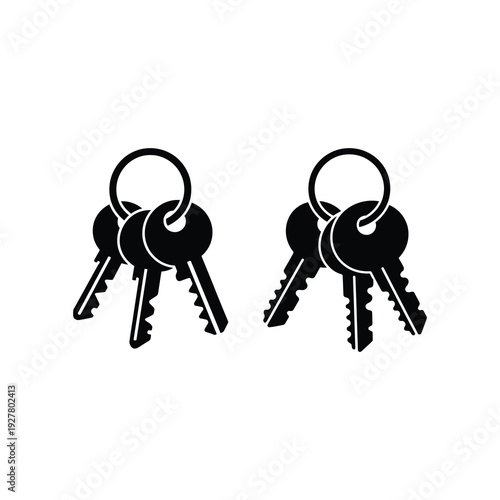 House keys hanging on keyring vector illustration.