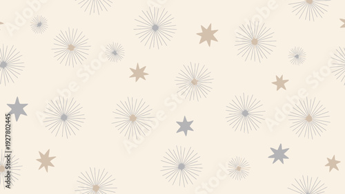 Seamless Starburst and Star Pattern on Creamy Background
