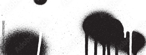 Black and white grunge background with a dirty ink splash and paint splatter vector illustration featuring spray graffiti drips and liquid stain texture