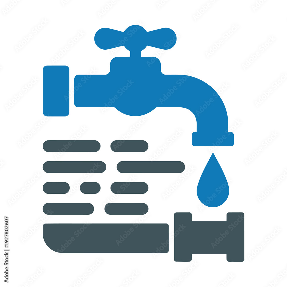 Obraz premium Vector of a faucet with a water droplet and a pipe symbolizing plumbing