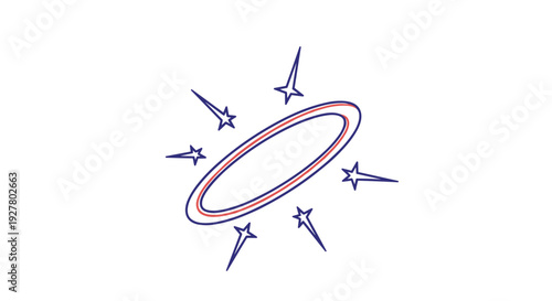 Glowing halo with sparkling stars icon represents divinity, goodness, and angelic qualities in a simple and clean line art style.