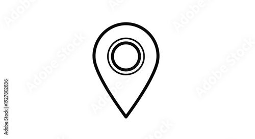 Simple location pin icon with a circular center represents geographical points, navigation markers, and digital map waypoints.