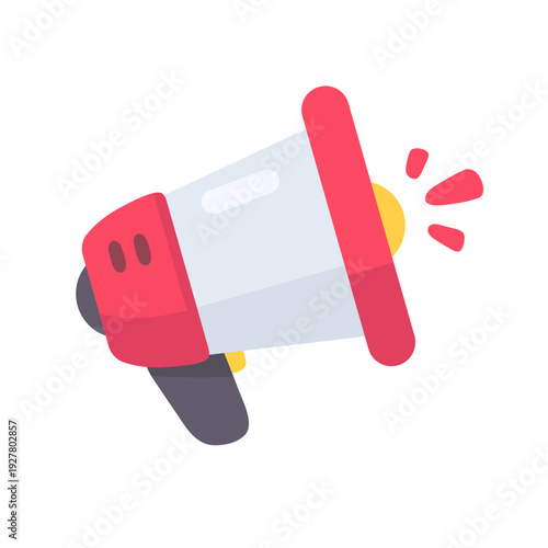 Cartoon Bullhorn with Sound Waves Loudspeaker for Announcements and Communication