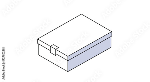 Minimalist isometric box with a lid represents packaging, storage, and shipping solutions for retail products and home organization.